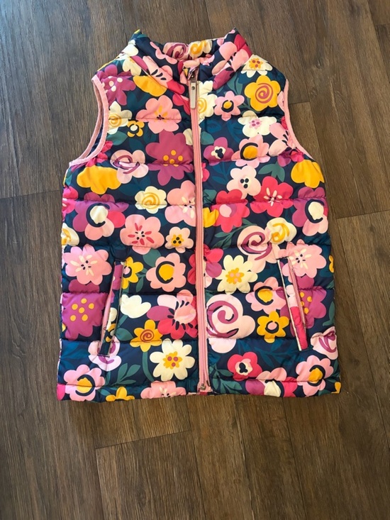 Hanna Andersson Other - Hanna Andersson Puffer Vest Girls Sz 12 Multicolor Superlight Down Floral Zip Up